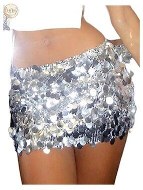 Sequin Bodycon Mini Skirt Sparkle Stretchy Night Out Party Glitter Skirt